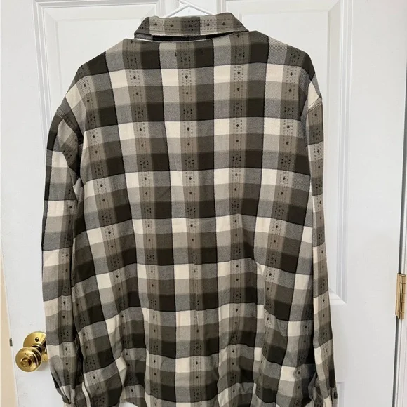 Frye Checkered Shirt Jacket in Black, Gray, and Cream - Picture 6 of 9